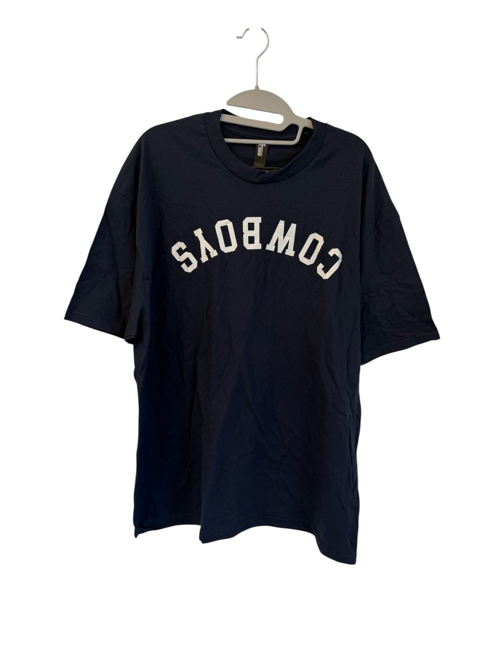 Gildan Navy Short Sleeve Tee with White 'COWBOYS' Arch Print